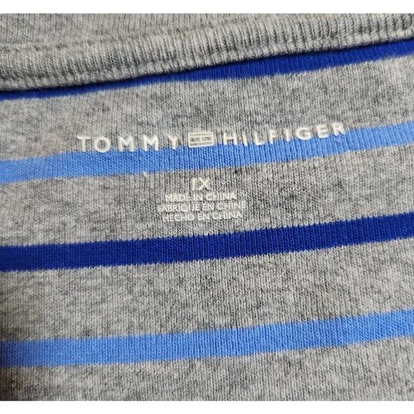 Tommy Hilfiger 1X $60 Blue Gray Striped Flag Logo 100% Cotton Knit Top - Picture 7 of 9